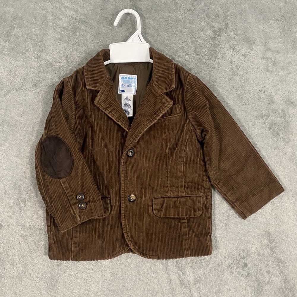 Old Navy Blazer Toddler 2T Brown Corduroy Sport Coat Elbow Patches Classic VTG